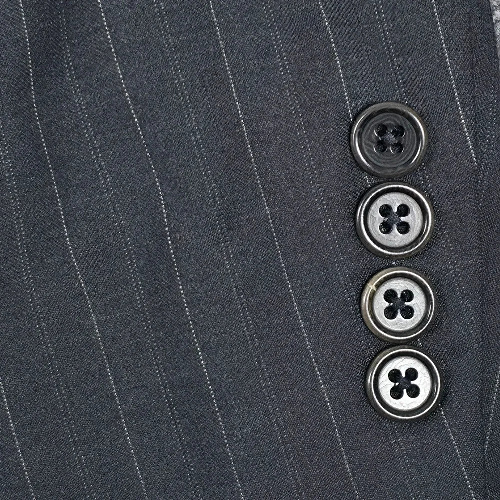 Loro Piana Daniel Cremieux Pinstripe Blazer Mens 46L Charcoal Blue Wool USA Made